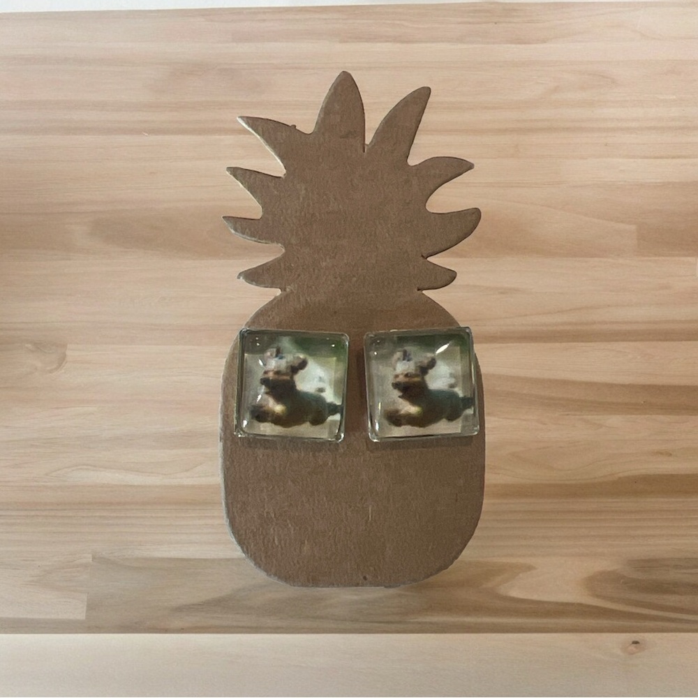 NEW Poodle Pup Square Earrings - Picture 1 of 2